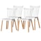 Fabulaxe Modern Plastic Dining Chair Windsor Design with Beech Wood Legs, White, PK 4 QI004223.WT.4 - alternate 1